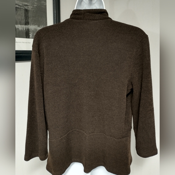 Rafaella Open Front Cardigan 3/4 Sleeve Brown Sweater Size Large GUC - Picture 2 of 5